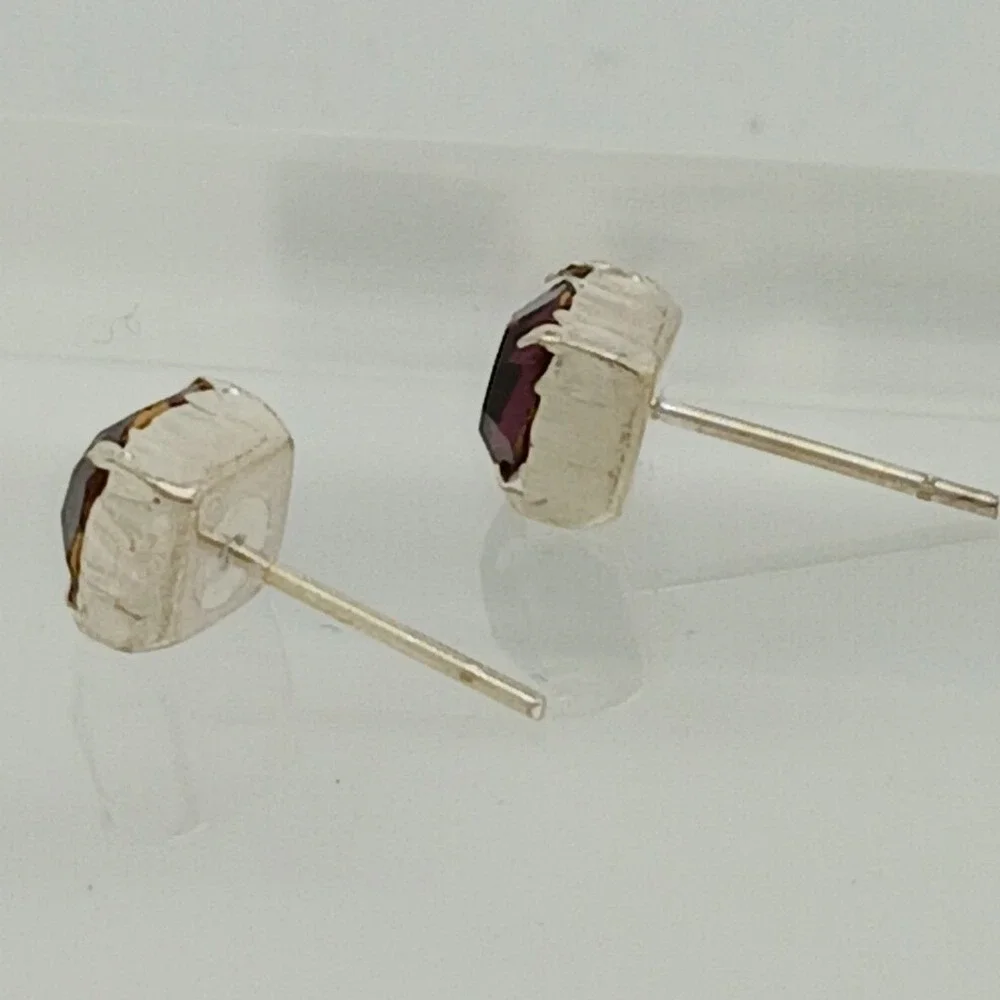 Sterling Silver Purple Crystal Stud Earrings Vintage Birthstone Jewelry February